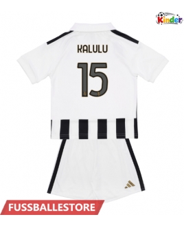 Günstige Juventus Pierre Kalulu #15 Heimtrikotsatz Kinder 2026-27 Kurzarm (+ Kurze Hosen)